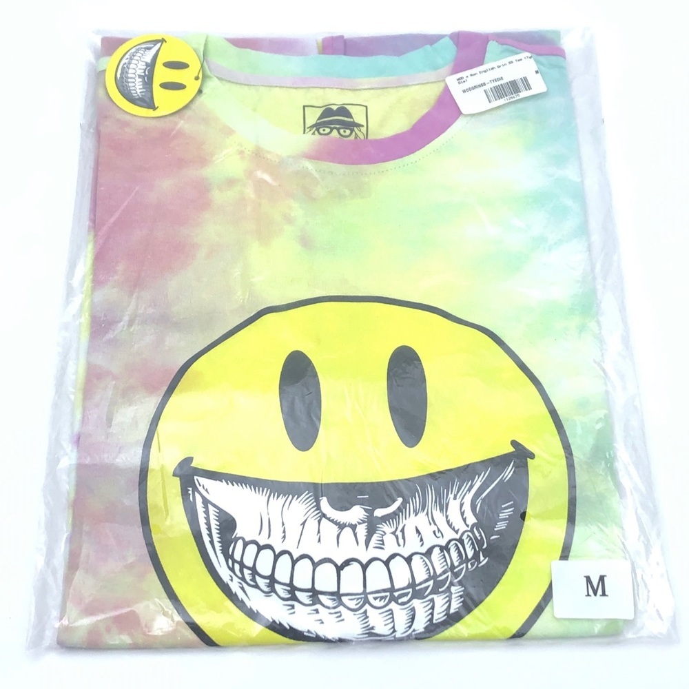 Ron English Popaganda Grin Rainbow Tie Dye Short Sleeve Smiley Face Tee Shirt M